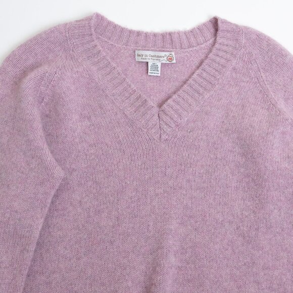 Italy in Cashmere V-Neck Cashmere Sweater Antique Pink Small Made in Tuscany - Picture 4 of 9